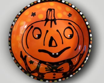 Halloween Ceramic Vintage Style Pumpkin Mini Dish by Sharon Bloom Designs