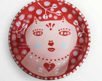 Valentine's Day Ceramic Pink Cat Mini Dish by Sharon Bloom Designs