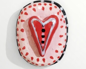 Ceramic Heart Stone Hollow Handmade Sculpture By Sharon Bloom Designs
