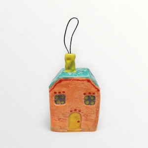 Handmade Ceramic Folk Art Colorful Cottage Wire Chimney Smoke - for Home Decor - Signed and Dated 2026