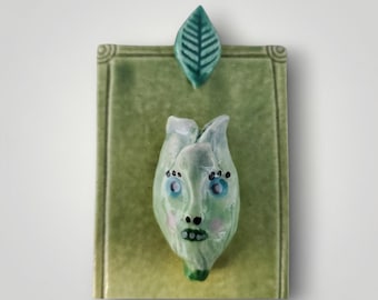 Ceramic Endive Lettuce Wall Plaque Tile House Jewelry By Sharon Bloom Designs