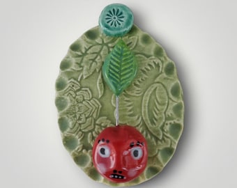 Ceramic Cherry Wall Plaque Tile House Jewelry By Sharon Bloom Designs