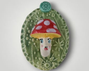 Ceramic Mushroom Wall Plaque Tile House Jewelry By Sharon Bloom Designs