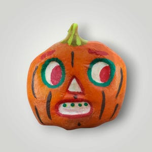 Halloween Paper Mache Pumpkin Pin Handmade by Sharon Bloom Designs