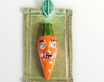 Ceramic Carrot Wall Plaque Tile House Jewelry By Sharon Bloom Designs
