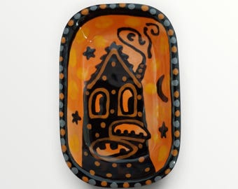 Halloween CeramicHaunted House Trinket Dish by Sharon Bloom Designs