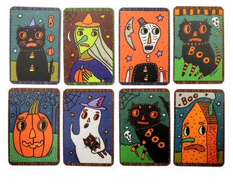 Halloween Artist Trading Cards SET OF EIGHT Cards by Sharon Bloom Designs