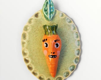 Ceramic Carrot Plaque Tile House Jewelry By Sharon Bloom Designs