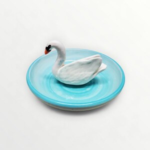 Handmade Ceramic Swan Trinket Dish – Whimsical Ring Holder – Small Jewelry Dish – Cute Pottery Gift