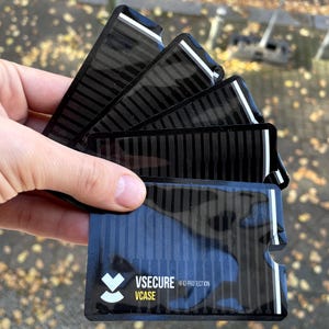 RFID Blocking Sleeves x5 NFC Anti Scan ID Credit Card Holder Case, protezione portafoglio per carte e carte di credito, alluminio, Vsecure, Shield
