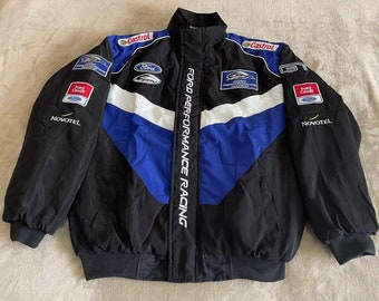 Blouson vintage Ford Performance Racing/Bomber bleu marine/bleu taille S, M, L, XL, XXL Disponible - An 2000 sur tiktok