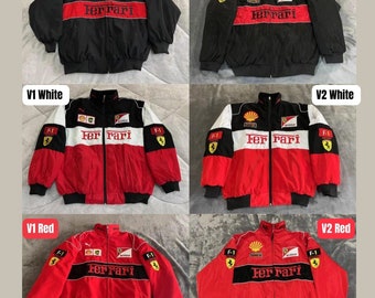 Formel 1 Ferrari Rennjacke, F1 Ferrari Jacke, Ferrari Jacke, Streetwear Rennjacke, Ferrari Vintage Unisex Jacke, bestickt