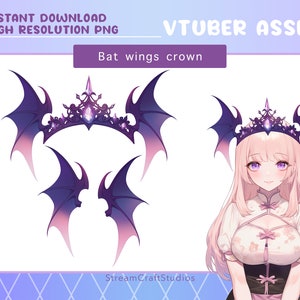 Vtuber bat demon wings crown asset