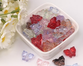 Colored transparent butterfly loose beads, acrylic beads for kids, handmade beading, beading accessories, loose beads wholesale.  AB243