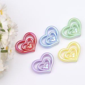 Hollow heart beads, acrylic heart beads for kids, handmade beading, beading accessories, DIY necklace.  AB407