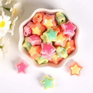 Star Shaped Acrylic Bead, Iridescent Star Bead, Colorful Loose Spacer Beads, Colored Candy Beads, DIY Acrylic Star Beads, DIY Supplies.AB083