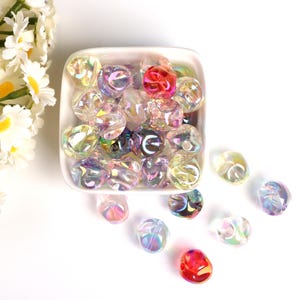 Transparent colored round concave beads, acrylic beads DIY, handmade beading, bead wholesale supply, jewelry accessories.  AB116