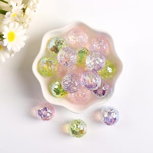 16 mm Acrylic Colorful Transparent Round Beads, Transparent Wavy Beads, Crystal Clear Beads, Jewelry Accessories, DIY Supplies. AB068