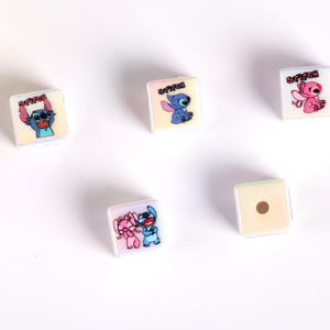 Little Blue Monster Beads, Cute Cartoon Bead, Cartoon Flash 3D Print Beads, Halloween Cube Beads, Square Beads, Christmas Beads.  AB073