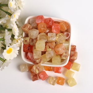 Orange series of square beads soup, bracelet necklace beaded materials, shiny square bead supply, jewelry accessories.  AB131