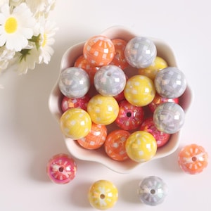 16MM Acrylic Colored Printed Beads, Multi Color, Round Spacers, Jewelry Accessories, DIY Key chains Phone chains.  AB008