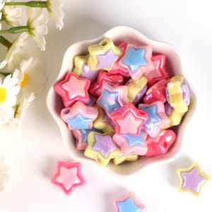 Colorful Five-Pointed Star Beads, Star Shaped Acrylic Beads, Colorful Loose Spacer Beads, Colored Candy Beads, DIY Supplies.  AB082