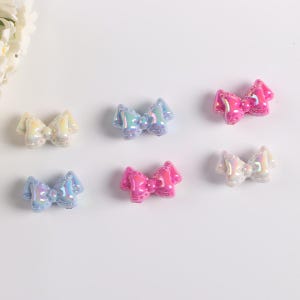 Acrylic Colorful Bow Beads, Iridescent Acrylic Ribbon Bow Beads, Rainbow Bow Beads, Colorful Acrylic Bead, DIY Supplies.  AB055