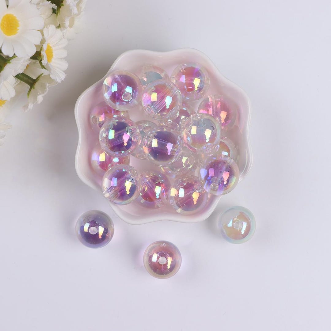 16 Mm Transparent Clear Acrylic Beads, Clear Gumball Bubblegum Glitter ...