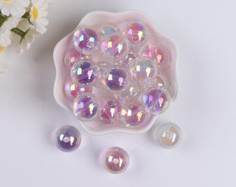 16 mm Transparent Clear Acrylic Beads, Clear Gumball Bubblegum Glitter Beads,  Transparent Round Spacer Beads, Bubblegum Beads. AB017