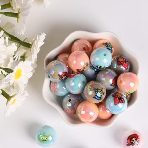 Acrylic Colorful Animal Bubble Beads, Colorful Bear Beads, Three Eyed Monster Bead, Baby Cartoon Bead, Cute Girl Bead, DIY Supplies. AB077