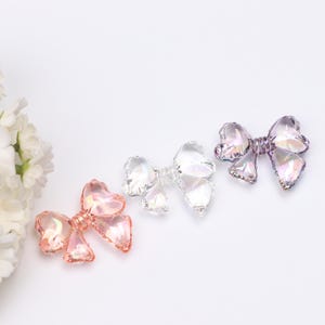 Colorful transparent bowknot beads, Ribbon knot charms, acrylic bead accessories, handmade craft beads supply, beads for girls. AB393
