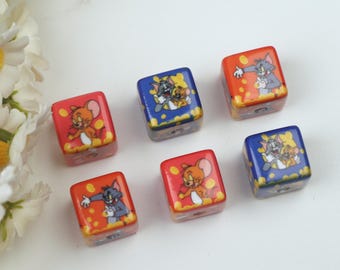Maus und Katze kubische Perlen, Maus Perlen, Katzen Perlen, Perlen für Kinder, Cartoon Tier Perlen, DIY Perlenzubehör für Kinder.  AB156