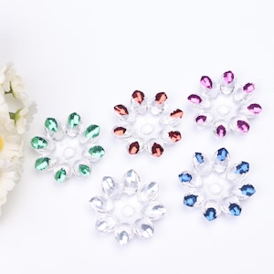 Lotus beads, colorful clear flower beads, handed beads, acrylic bead accessories, car accessories, jewelry making, beading DIY.  AB469