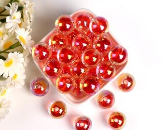 Shiny red round beads, acrylic beads in beads, handmade beading, bead wholesale supply, jewelry accessories.  A0012