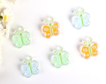 Colorful Acrylic Butterfly Beads, Kawaii Butterfly Bead, Personalized Colored Beads, Craft Beads, Key Chain Bead, DIY Supplies. AB093