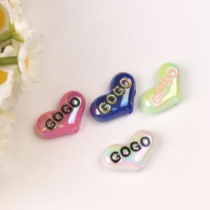 Colorful heart shaped beads, acrylic heart beads for kids, handmade beading, cute beading accessories, DIY necklace.  AB237