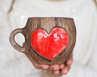 Boyfriend gift Heart Mug Love gift Coffee mug Ceramic mug Teacup Romantic gift Valentines day gift Valentines mug Love mug Gift for her Him