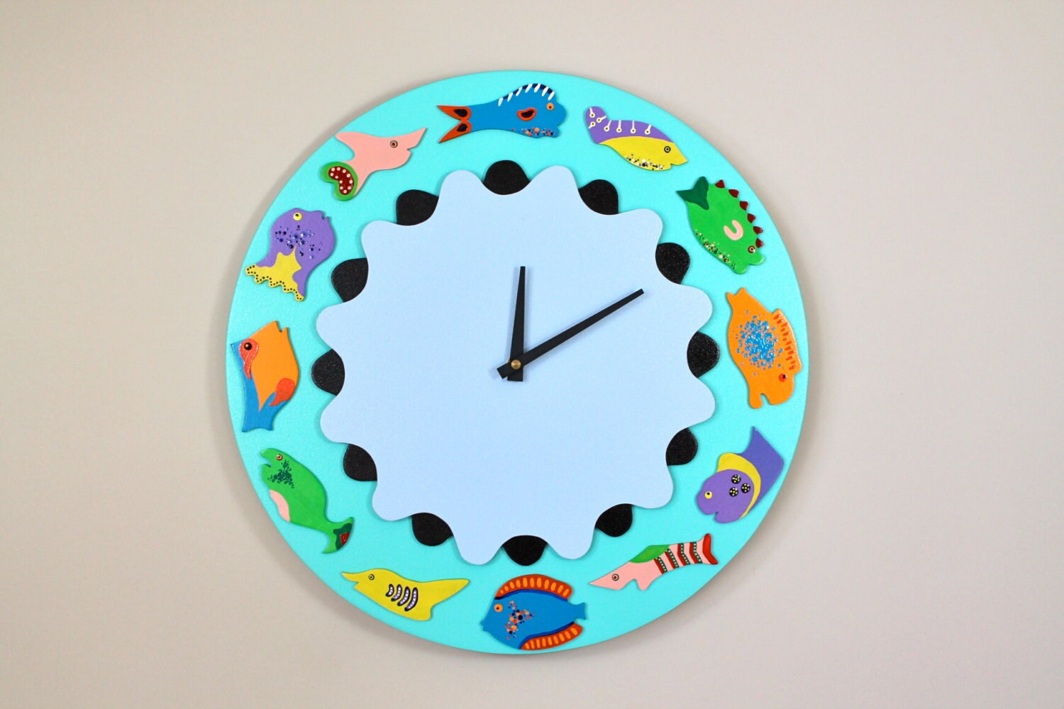 Original Fish Clock, Round Nautical Wall Clock, Handmade Original by ...