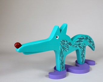 Handmade Original Sculptural Charm, Nosey The Spirit Dog, Figural Talisman, Canine Table Top Luck Charm By Chris Kuzniar