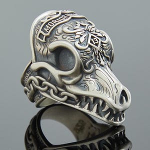 Morior Invictus Skull Ring: Handmade Sterling Silver Biker Ring