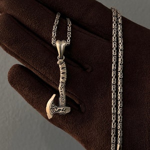 Handmade Sterling Silver Viking Battle Ax Necklace - Norse King Chain
