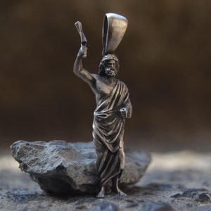 Handmade Sterling Silver Zeus Pendant: Greek God Necklace