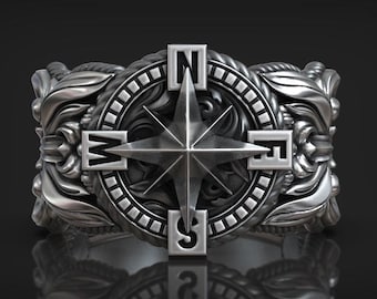 Windrose Compass Ring: Sterling Silver Nautical Adventure Jewelry