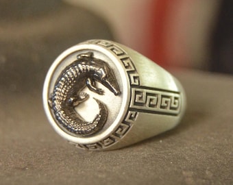 Handmade Sterling Silver Alligator Ring: Bold Reptile Jewelry