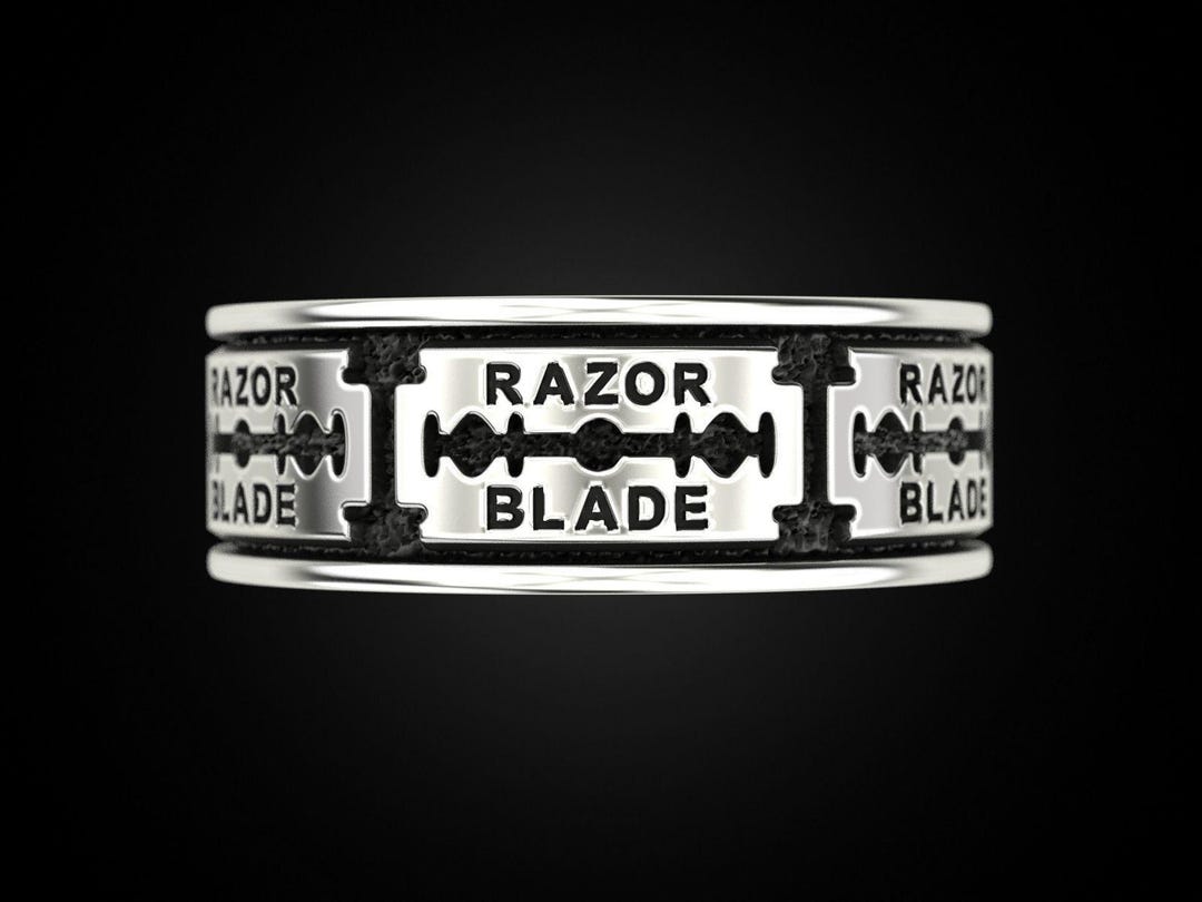 Wedding Razor Silver Razor Blade Wedding Ring – Edgy Men’s Band, Sterling Silver Punk ...