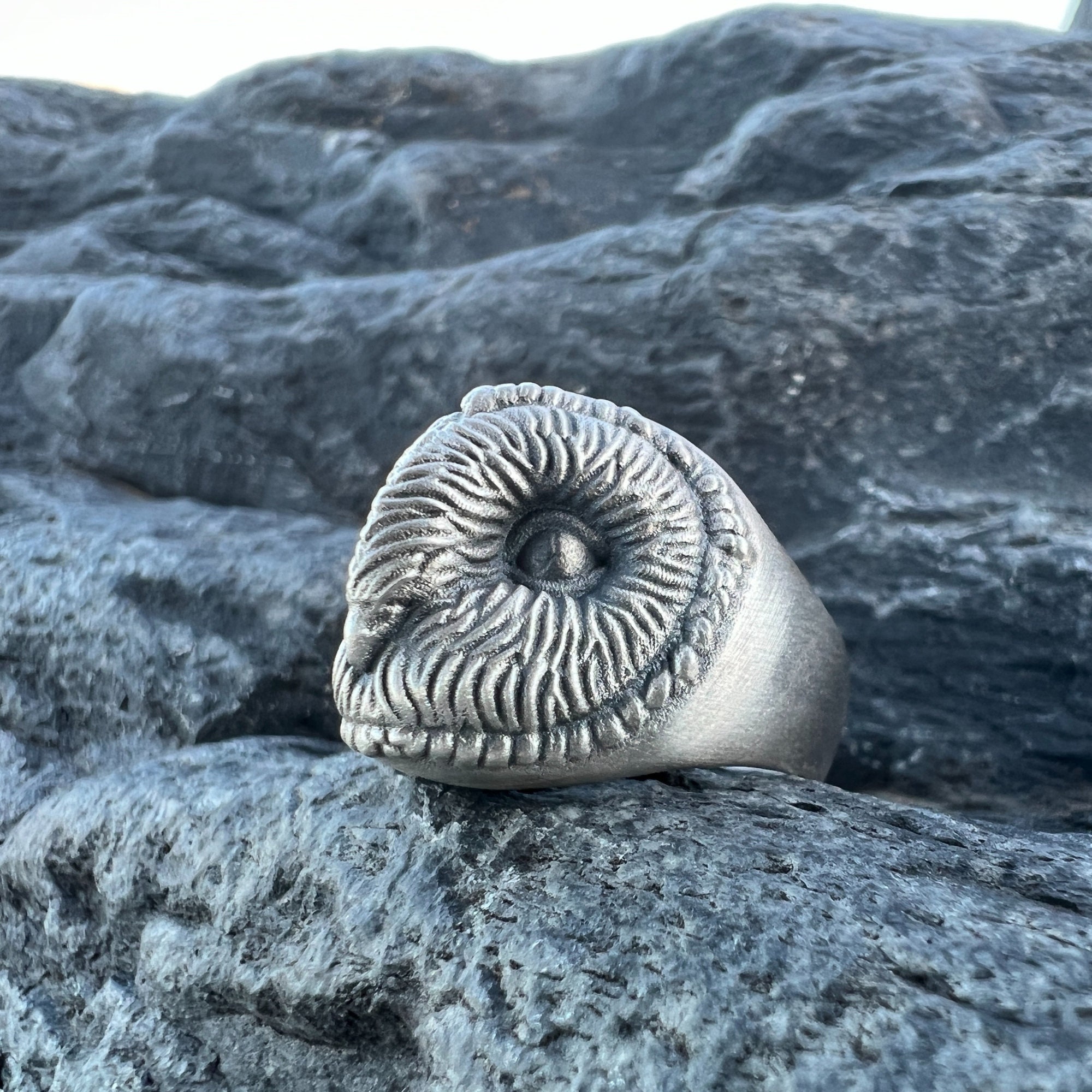 Oxidized Sterling Silver Owl Ring: Animal Signet Ring