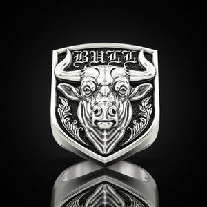 Taurus Men Silver Ring | Zodiac Sign Ring  Solid Sterling Silver Astrology Jewelry  Handmade Taurus Gift for Him  Bull Symbol Horoscope Ring