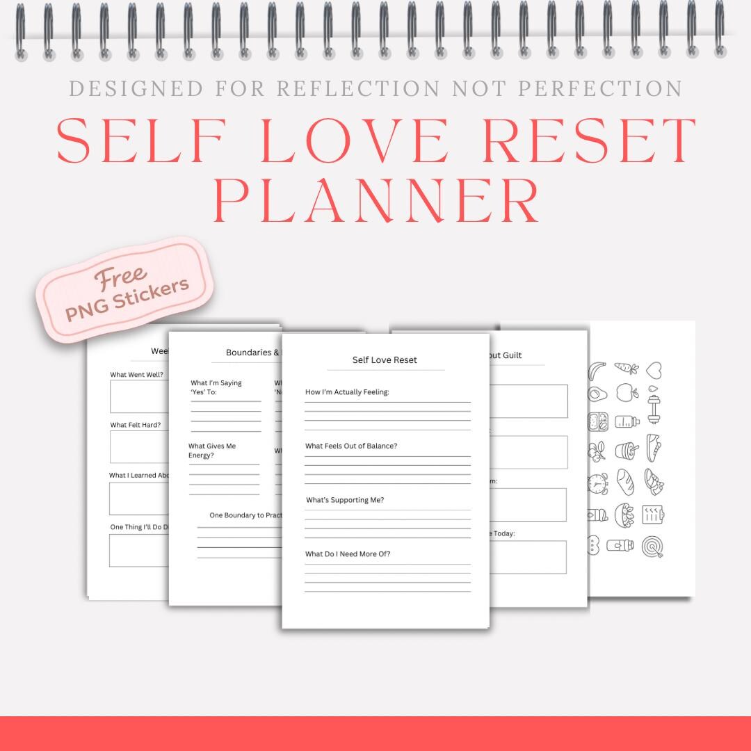 Self Love Reset Planner Printable – Minimal Self Care Journal ...
