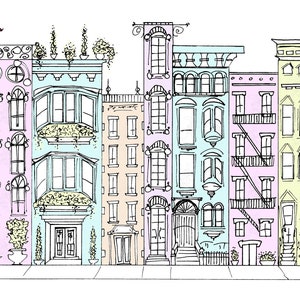 Brownstone Neighborhood, Digital Download Print image 1