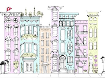 Brownstone Neighborhood, Digital Download Print